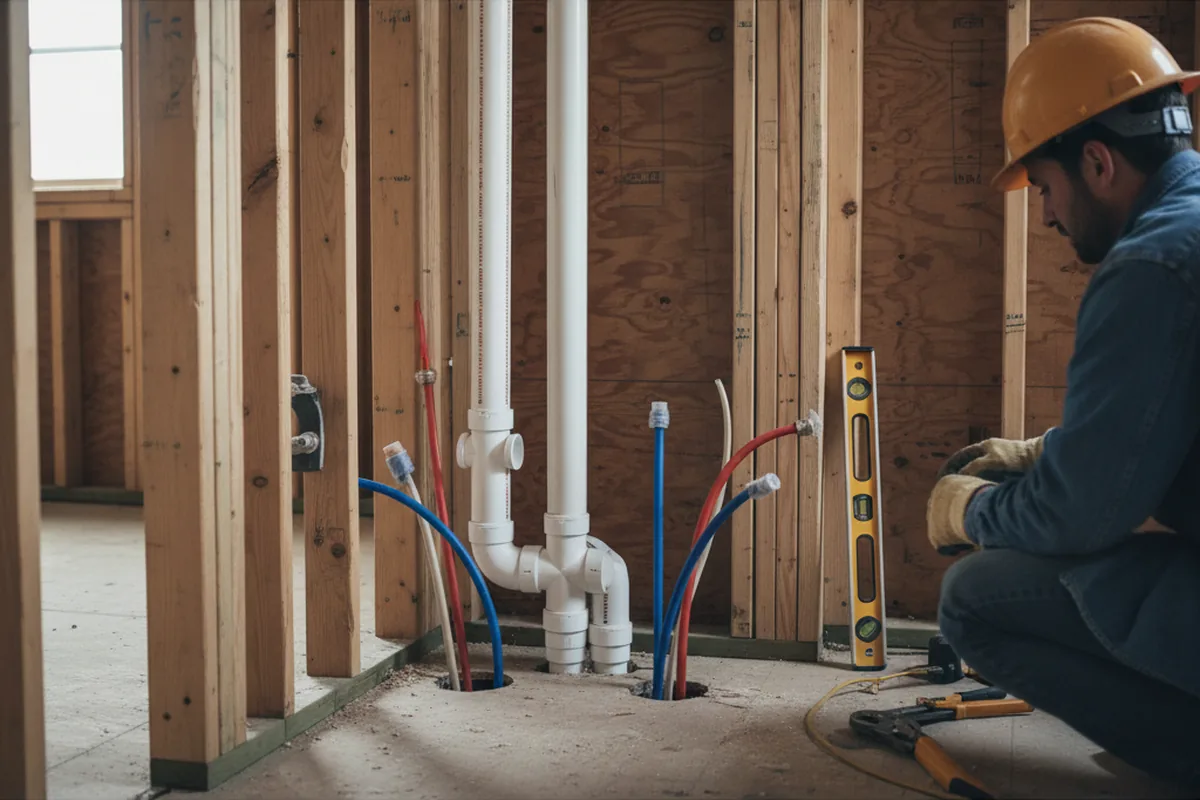 Drain and supply rough-in during Leak Detection in Osgood